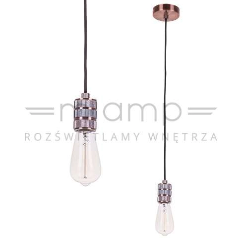 Loftowa LAMPA wisząca MILLENIA DS-M-010-03 RED COPPER Italux przewód OPRAWKA metalowa ZWIS industrialny miedziany