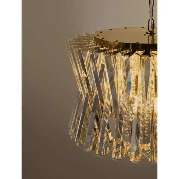 Lampa wisząca glamour MELUNTO LE45152 kryształki do salonu złota