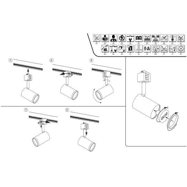 LAMPA sufitowa HAGA 03505 Ideus metalowa OPRAWA reflektorowa do systemu szynowego 1 fazowego tuba czarna