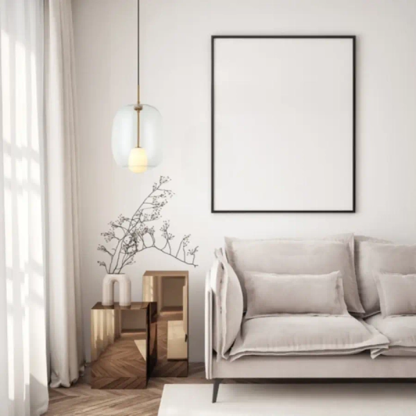 Owalna lampa wisząca 22057 szklana kula przezroczysty złoty