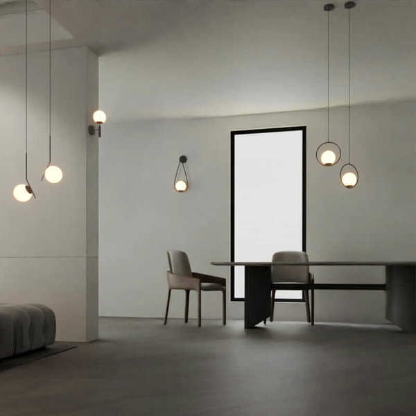 Wisząca lampa Milano ABR-LWMR-E27 Abruzzo bańka zwis czarna biała