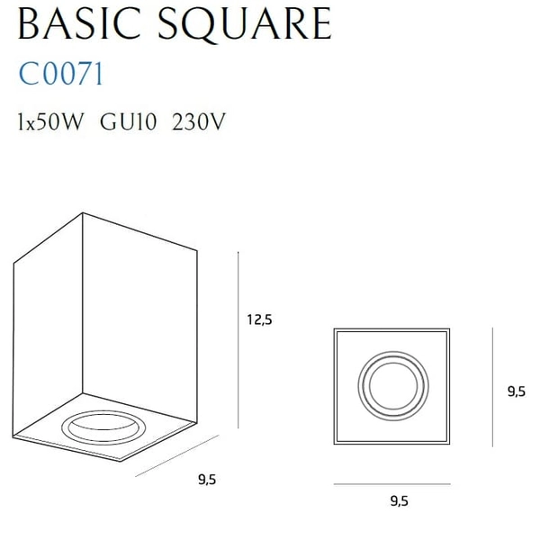 Downlight loftowy BASIC SQUARE C0071 Maxlight do salonu metalowy czarny