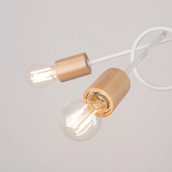 Sufitowa lampa EMBER SL.1475 biała drewniana 5xE27 do salonu