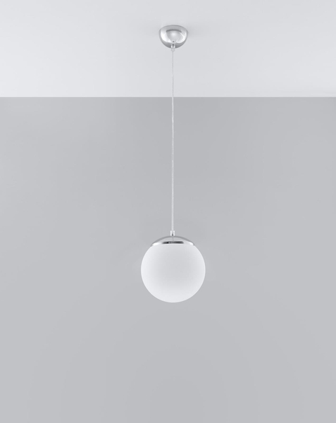 LAMPA wisząca SL.0263 szklana OPRAWA zwis kula ball chrom biała
