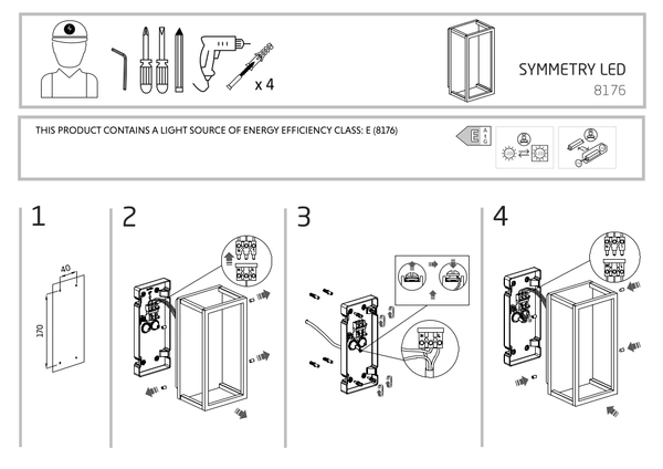 Elewacyjna LAMPA ogrodowa SYMMETRY LED 8176 Nowodvorski prostokątna OPRAWA outdoor LED 7W 3000K zewnętrzna IP54 grafitowa