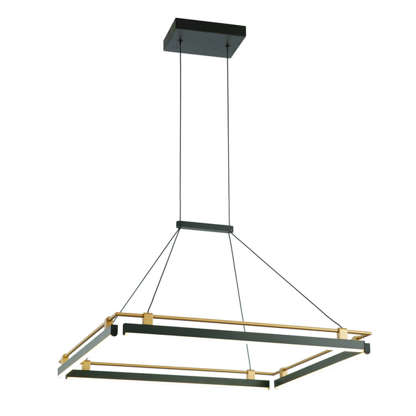 Kwadratowa lampa wisząca Merlot PND-54638S-44W-3K-BK-GD Italux LED 44W 3000K złoty czarny