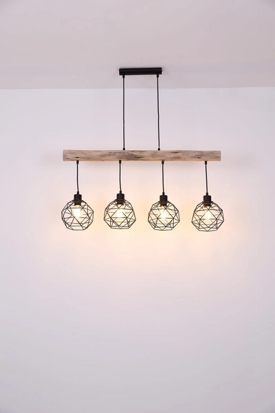 Lampa wisząca Theodor 154 16-4 druciana czarna drewniana