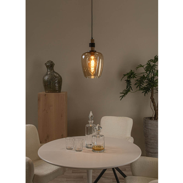 Szklana lampa zwieszana Ilona 45408/22/62 czarny bursztynowy