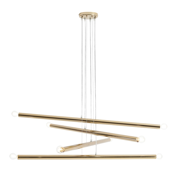 Wisząca lampa Tubo 1072P30 Aldex złote 8-punktowe rurki do jadalni