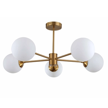 Lampa złota Roma LP-1345/5P GD Light Prestige białe molekuły mleczne