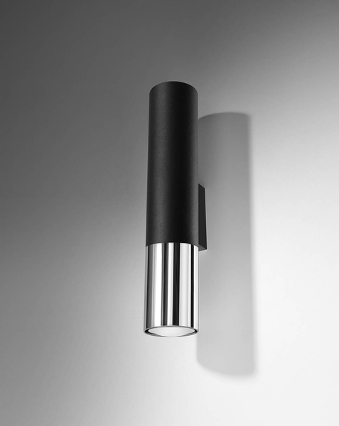 Kinkiet LAMPA ścienna SL.0938 loftowa OPRAWA metalowa tuba czarna chrom