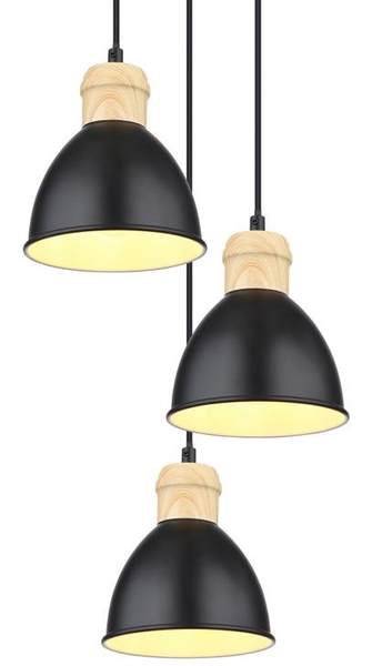 Lampa wisząca Wiho 54018-3HS kaskada nad stół czarna drewno