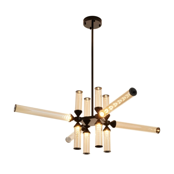 Żyrandol loftowy czarny bursztynowy QUADRO LED 36W 3000K RH115-12P amber