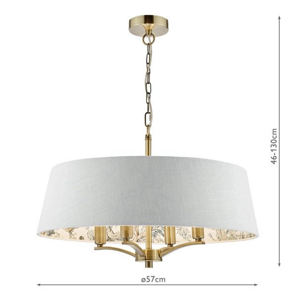 Zwisająca lampa Delft DEL0415-EH Dar Lighting materiałowa biały mosiądz