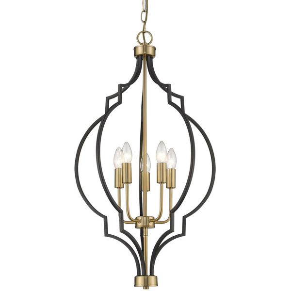 Industrialna LAMPA wisząca NASHVILLE P05186BK Cosmolight świecznikowy zwis na łańcuchu czarny złoty