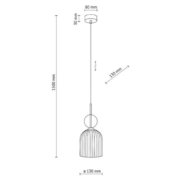Szklana wisząca lampa Sophia Cognac 11039 ryflowana brązowy