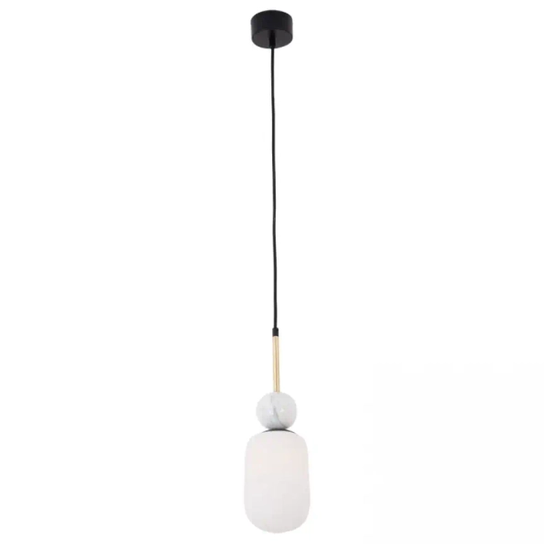 Szklana wisząca lampa 22215 marmurowa do salonu nad stół biała