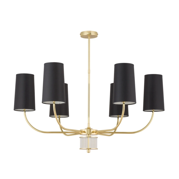 Abażurowy żyrandol Pesaro PES-ZW-6 (Z) do jadalni mosiądz czarny