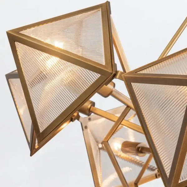 Szklany żyrandol Cairo QN-CAIRO8-VBS-CR geometryczny mosiądz antyczny