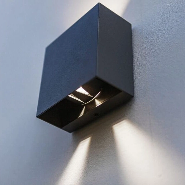 Elewacyjna LAMPA zewnętrzna GEMINI BEAMS 5104005118 Lutec metalowa OPRAWA kinkiet LED 10W 4000K kwadratowy IP54 szary