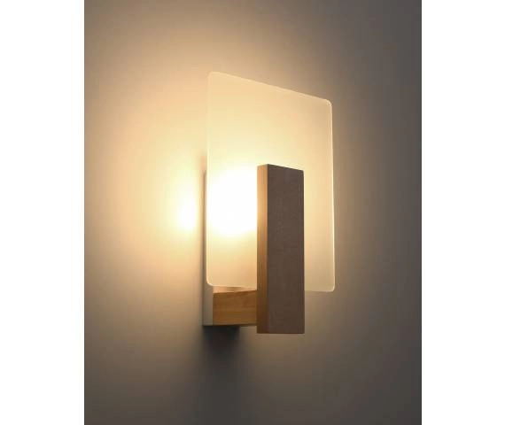 Lampa ścienna Lappo SL.1094 Sollux do sypialni biała drewno