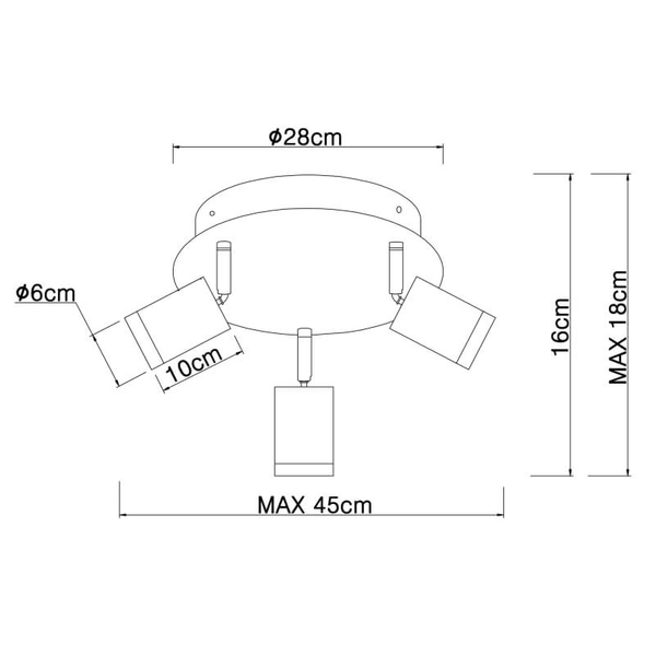 Kierunkowy plafon Joseba 54032-3B reflektorki czarne