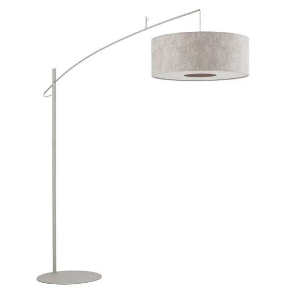 Podłogowa lampa do salonu POISE 11685 tuba tkanina szara