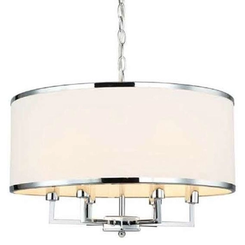 Okrągła LAMPA wisząca Casa Cromo M Orlicki Design klasyczna OPRAWA abażurowy ZWIS na łańcuchu kremowy chrom