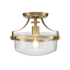 Rustykalna lampa sufitowa Penn Station QZ-PENN-STATION-F-BB Quoizel przezroczysta mosiądz