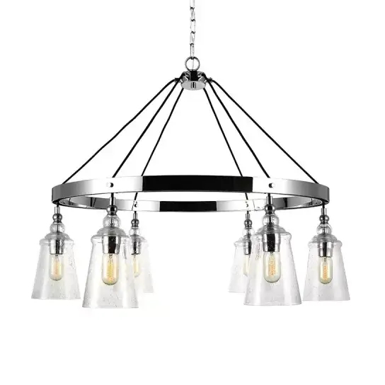Wisząca lampa z łańcuchem LORAS QN-LORAS6 szklana przezroczysta chrom