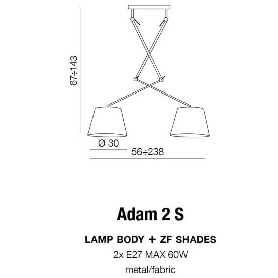 Wisząca lampa na wysięgniku Adam AZ1842+2xAZ2600 zestaw satyna czarna