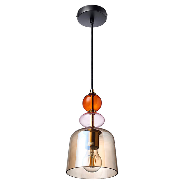Szklana lampa wisząca Tropea LP-2004/1P S AM retro bursztynowa
