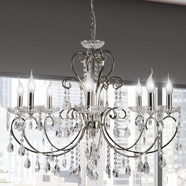 Wisząca lampa glamour AURORA 38-97579 pałacowy zwis z kryształkami chrom