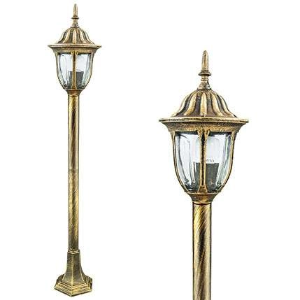 Stojąca LAMPA zewnętrzna FLORENCJA 302595 Polux ogrodowa OPRAWA metalowa latarnia outdoor IP43 patyna przezroczysta