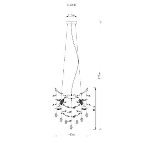 Salonowy żyrandol nad stół Queena 64138HS kryształowy srebrny