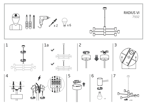 Sufitowa LAMPA loftowa RADIUS 7932 Nowodvorski wiszące molekuły salonowe sticks czarne