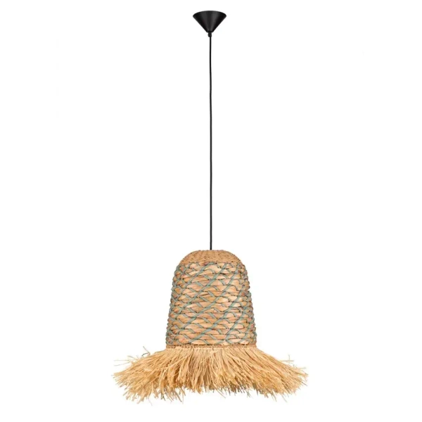 Lampa wisząca do jadalni FANLIZA LE45360 boho drewniana brązowa