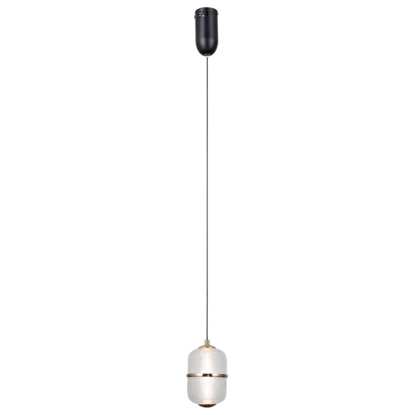 Lampa wisząca owalna Alani PND-34375-1-BK LED 6W 3000K szklana czarny złoty