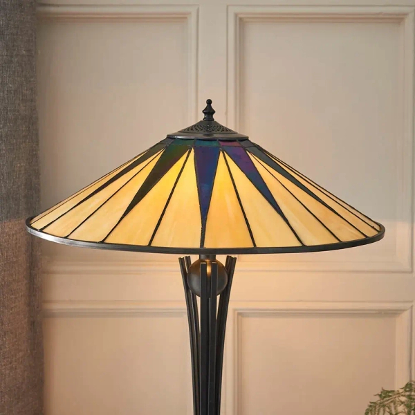 Lampa stołowa do jadalni Dark star 64045 witrażowa szklana kolorowa brązowa