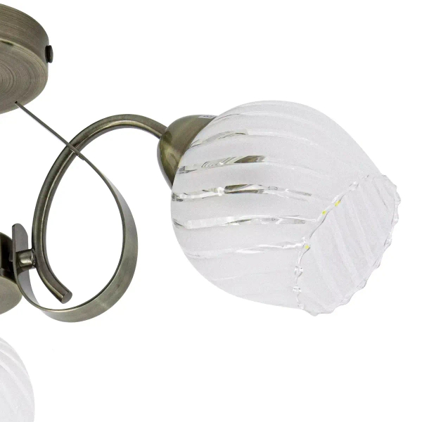 Klasyczna lampa sufitowa 7138/3 21QG szklane klosze mosiądz