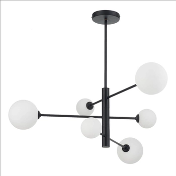 Loftowa LAMPA sufitowa DORADO LP-002/6P BK Light Prestige metalowa oprawa szklane kule plafon molekuły czarne białe