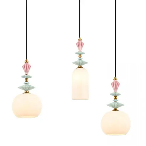Potrójna wisząca lampa 22152 ceramiczna do kuchni mosiądz czarny
