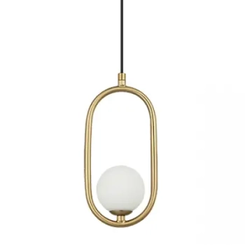 Wisząca kulista lampa do jadalni 23136 szklana nad biała złota