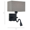 Klasyczna LAMPA ścienna NORTE WL-1122-2-BL-BM-RC-GR Italux klasyczna OPRAWA z peszlem LED 3W 3000K abażurowa czarna szara