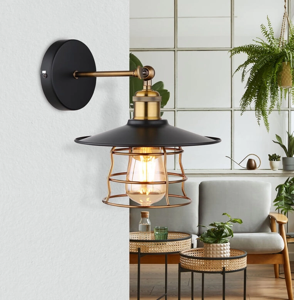 Regulowany kinkiet Viejo 15086BW vintage czarny miedziany