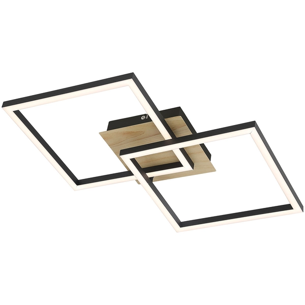 Ledowa lampa sufitowa Ashton 6589 24W 3000K plafon squares czarny drewno