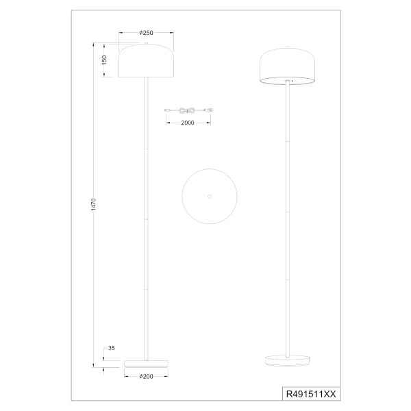 Ściemnialna lampa podłogowa JEFF R49151165 LED 2,5W 3000K dotykowa zasilanie USB brązowa