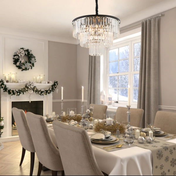 Lampa wisząca Cristal 7616 kryształy zwis przezroczysty czarny