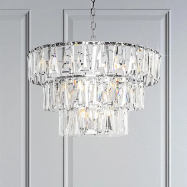 Żyrandol lampa wisząca Puntes MOD043PL-18CH pałacowa srebrna