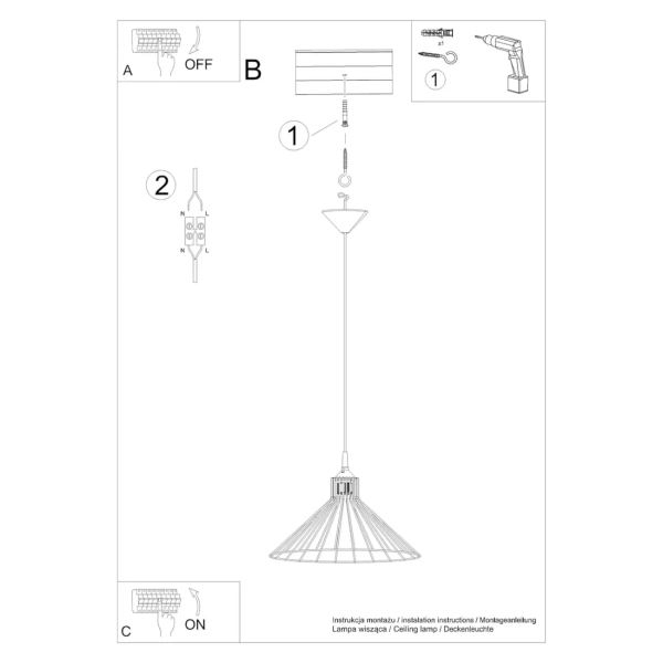 Lampa wisząca EDA SL.1186 czarna metalowa 1xE27 do salonu jadalni